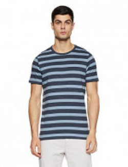 Jack & Jones Men's Striped Slim Fit T-Shirt (12144543Faded Denim_Medium)