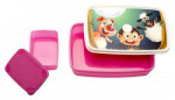 Signoraware Night Safari Easy Plastic Lunch Box Set, 2-Pieces, Pink