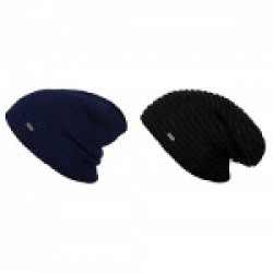 Noise NOICAPWNTRCMB057 Polyester Jet and Sapphire Wave Knitted Beanie Combo, Adult Pack of 2 (Multicolor)