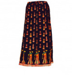 Kurti Studio Women's Premium Cotton Long Skirt, Free Size (Dark Blue, skt241)