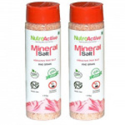 NutroActive Mineral Salt Sprinkler, Shaker (Pack of 2), Himalayan Pink Salt Fine Grain (0.5-1mm) - 175 gm Each