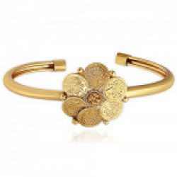 Spargz Gold Plated Brass Laxmi Coin Adjustable Cuff Bangles Kada for Girls & Women AISK 200