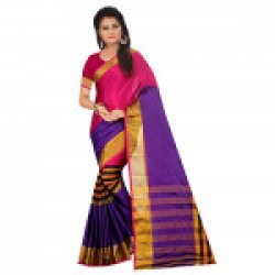 Kjp Villa New Style Fashion Cotton Saree (Pink::Purple)