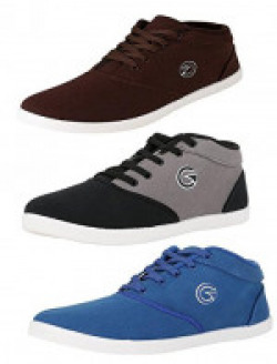 Globalite Men's Multicolor Cotton Combo Of 3 Sneakers - 7