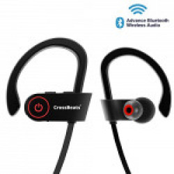 CrossBeats Raga Wireless Bluetooth Earphones with Microphone IPX-4 Sweatproof Sports Design with Carry Case, HD Sound, Super Bass (Cherry Black)