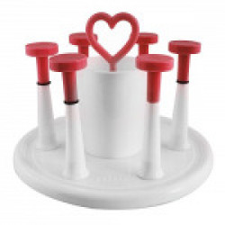 Ritu Super Glass Stand With Spoon Stand, White/Red