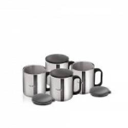 Pigeon Stainless Steel Coffee Cup Set, Set of 4, 14.47cm, Silver