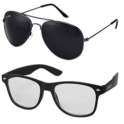Silver Kartz UV Protected Men's Sunglasses(cm108|55mm|Black) - Combo Pack
