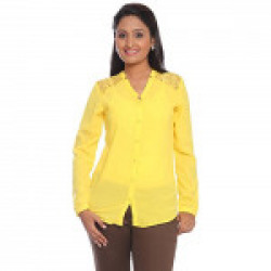Park Avenue Woman Plain Regular Fit Shirt (PWAY00598-Y3_Yellow_Small)