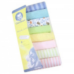 Adriel 8-Piece Gerber Hosiery Soft Cotton Newborn Face Towels (Multicolour)