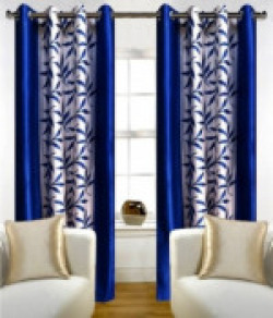 Red Hot 210 cm (7 ft) Polyester Door Curtain (Pack Of 2)(Floral, Blue)