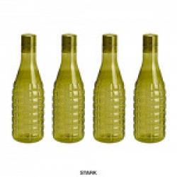Steelo Stark Plastic Water Bottle, 1 Litre, Set of 4, Oliver Green
