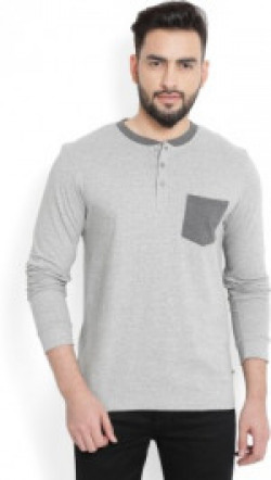 Billion PerfectFit Solid Men Henley Grey T-Shirt