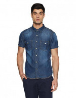 Alcott Men's Checkered Slim Fit Casual Shirt(CF1442UO_C210 Blue Navy_M)