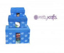 PrettyKrafts Storage Combo Pack of 3, Blue/Organizer / Storage Box/Toys Storage Box/Books Storage Box