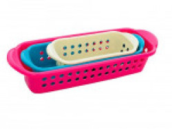 Kuber Industries PL19 Plastic Rectangular Basket Storage Box Set, Set of 3, Multicolor