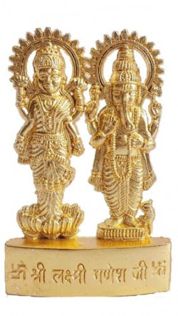 Gold plated Ganesha and Lakshmi ji
