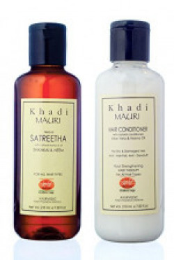 KHADI MAURI Combo of Anti Hairfall Satreetha Shampoo and Herbal Hair Conditioner, 210ml Each - Pack of 2