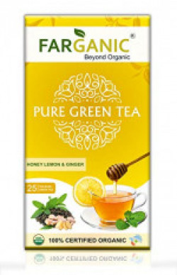 Farganic Lemon Ginger Honey Green Tea Bags. 100% Certified Organic Green Tea. 25 Tea Bags