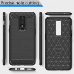 Oneplus 6 Back case Cover. High Quality Slim Carbon Fiber Armor Hybrid case -Smooth Silky Texture. Soft Flexible Trendy Rugged case for Both Women/Girls and Men/Boys. (Black)