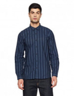 V Dot by Van Heusen Men's Striped Slim Fit Casual Shirt (VDSF517D04747_Blue_39)