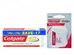 Colgate Total advance Health Toothpaste - 240 g with Dental Floss Total Waxed Toothbrush 25M