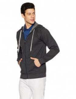 Cloth Theory Men's Regular Fit Cotton Hoodie (CTFZIPH001_Black Grindal_S)
