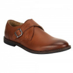 SeeandWear Monk Shoes for Men. Single Strap Tan Brown Colour Genuine Leather Formal Shoe (10)