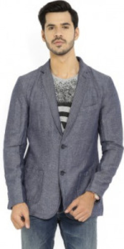 United Colors of Benetton Solid Single Breasted Casual Men's Blazer(Blue)