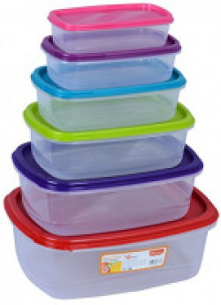 Princeware Plastic Microwave Safe Multipurpose Container - 275, 475, 725, 1150,1800, 2850ml, Multicolur(Set of 6)