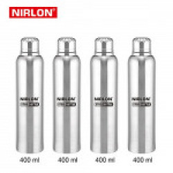 Nirlon Stainless Steel Water Bottle Set, 4-Pieces, Silver (F_Bottle 4PC 400ML)