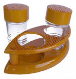 Kotak Sales Plastic Salt & Pepper Oval Dispenser Shaker with Wooden Finish (White, KS-SLTPAPER)