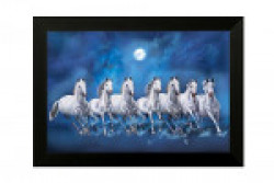 Saf 6543D Seven Running Horses Vastu Painting ,(Wood,35Cmx 2Cmx 50Cm Framed Painting)