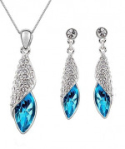 Crunchy Fashion Blue Eterno Crystal Pendant Set for Women