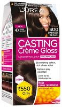 Loreal Paris Casting Creme Gloss Hair Color-Darkest Brown -300