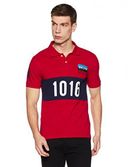 Amazon Brand- Symbol Men's Stylised Cotton Polo T-Shirt (AW17PLK74_L_Chinese Red)