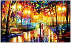 Canvas Painting - Down The Park - Modern Art - Palete Knife Art - Leonid Afremov Unframed Painting (Size : 12 x 18 Inch)