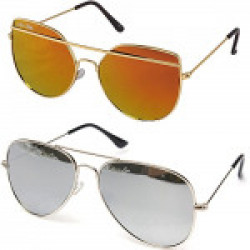 Silver Kartz Premium Look Men's Exclusive Sunglasses (cm389, Red) - Combo Pack
