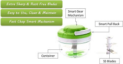 Roxa Rapid Chopper/Vegetable & Fruit Cutter Power Free Green (Quick Chopper)