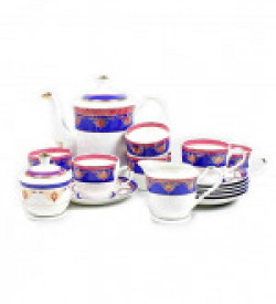Sanjeev Kapoor Noor Bone China Tea Set, 15-Pieces, Multicolour