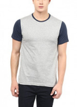 Aventura Outfitters Round Neck with Contrast Sleeves Grey & Navy Melange T-Shirt - XL (AOTE19-XL)