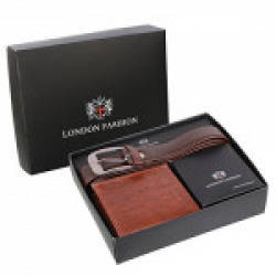 Hob LondonFashion With Device Tan Color belt wallet combo For men