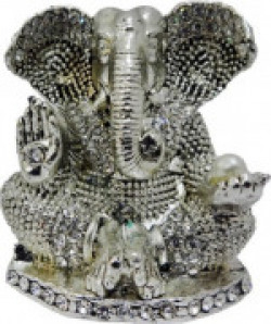 SAM Silver Ganesha Small Size ST-532 Decorative Showpiece  -  3 cm(Iron)