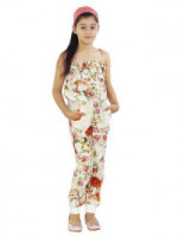 Naughty Ninos Off White Floral Printed Jumpsuit for 2 to 12 Years