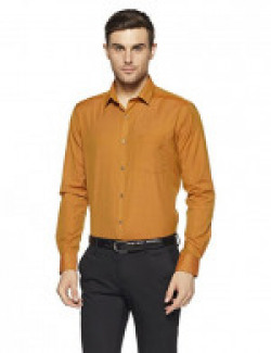 Park Avenue Men's Solid Slim Fit Formal Shirt (PMSX10128-O6_Dark Brown_39)