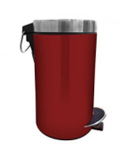 HMSTEELS Stainless steel Pedal Dustbin Plain with Red Color 3 Ltr(17.5 * 28 cm) with plastic bucket inside