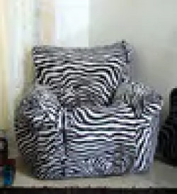 Floral Spanio XXXL Filled Bean Bag in Black & White Color Color Color by SGS Industries