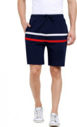 Maniac Self Design, Striped Men's Dark Blue, Red, White Regular Shorts
