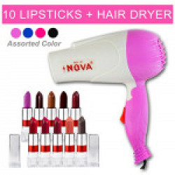 FAUVE Lipsticks (Pack of 10) with free Hair Dryer