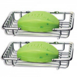 PinkDoze Stainless Steel Heft Soap Dish Soap Stand Case Soap Holder Dish for Bathroom (Pack of 2)